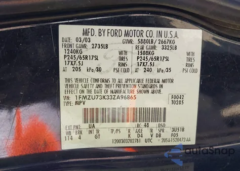 2003 Ford Explorer Nbx/Xlt from USA, damaged, VIN 1FMZU73K33ZA96865